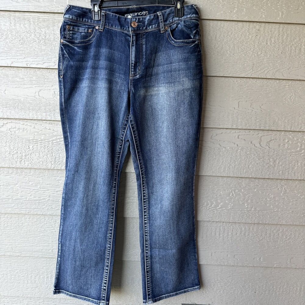 maurices Women's Blue Bootcut Stretch Denim Jeans 5-Pocket size 16 short Boho